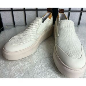 Franco Sarto White Lazer Snake Embossed Platform Sneaker